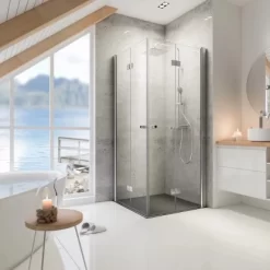 Schulte ExpressPlus Drehfalttür Eckeinstieg Garant Mit Duschwanne 90x90 Cm