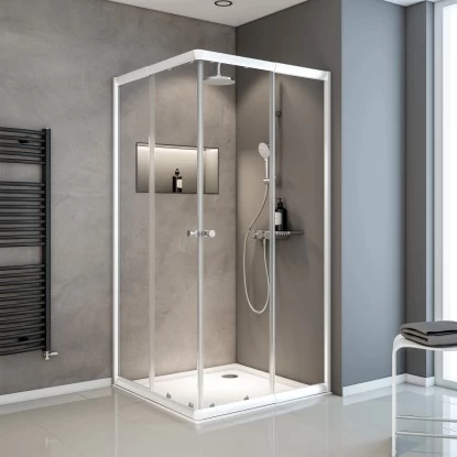 Schulte ExpressPlus Eckeinstieg Variabel Sunny 80-90 X 80-90 X 180 Cm 4-teilig