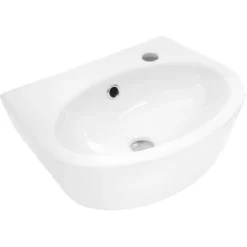 AquaSu Handwaschbecken Facila 40 Cm Weiß Hahnloch Rechts