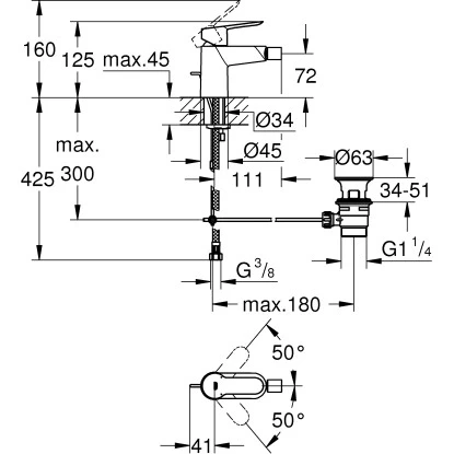 Grohe QuickFix Bidet-Einhebelmischer Start Edge - Image 2