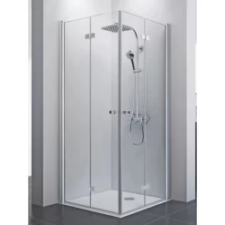 Breuer Eckeinstieg Drehfalttür Elana 8 Silber Matt Klarglas 90 X 90 Cm