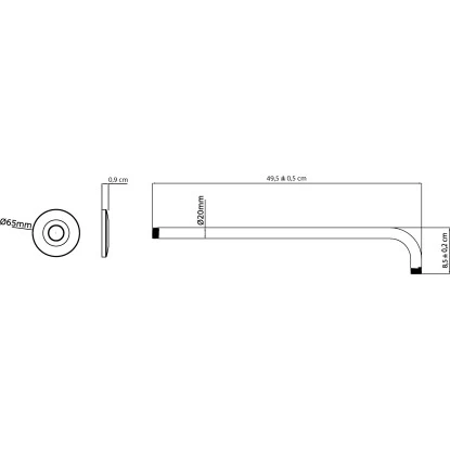 AquaSu Brausearm Remo FĂŒr Kopfbrause Unterputzmontage50 Cm Chrom