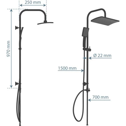 Schütte Duschsystem Mallorca Mit Kopf-und Handbrause Ohne Armatur Schwarz Matt - Image 3