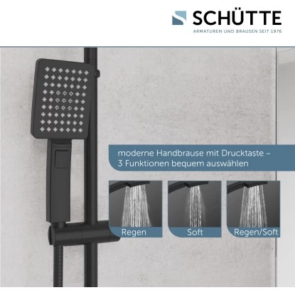 Schütte Duschsystem Mallorca Mit Kopf-und Handbrause Ohne Armatur Schwarz Matt - Image 5