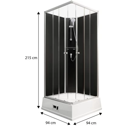 Schulte Komplettduschkabine Korfu II Mit Boiler Pumpe Alu-Natur Schwarz - Image 3