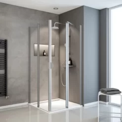 Schulte Eckeinstieg 4-teilig Sunny Alu-Natur Echtglas Klar Hell 192 Cm X 80 Cm