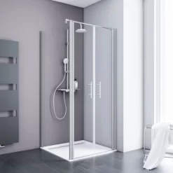 Schulte Pendeltür Alexa Style 2.0 Alu-Natur Glas Klar Hell 90x90x92 Cm