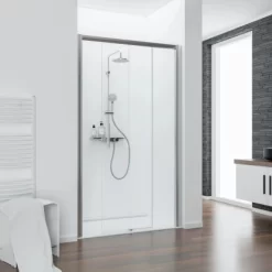 Schulte Schiebetür Mit Seitenwand Kristall/Trend Chromopt. Klar Hell 200x140cm