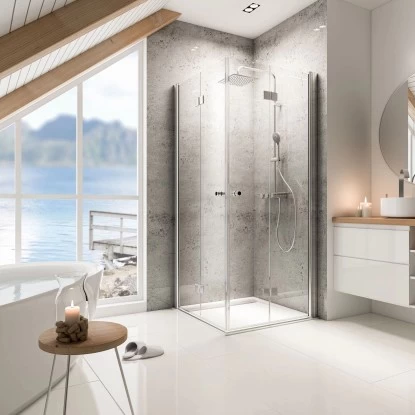 Schulte ExpressPlus Eckeinstieg Mit Drehfalttür Garant Chromoptik 200x80cm