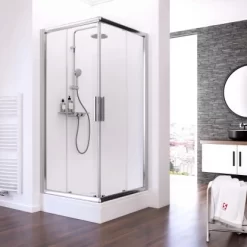 Schulte ExpressPlus Set Eckeinstieg Kristall/Trend Mit Duschwanne 185x80cm