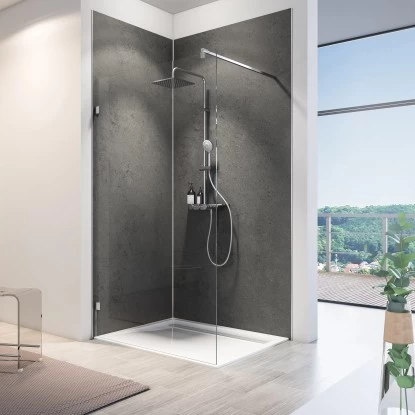 Schulte ExpressPlus DecoDesign DuschrĂŒckwand Softtouch Stein Anthrazit 255x100cm - Image 2