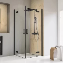 Schulte Eckeinstieg 4-tlg. Toura Pendelbar Schwarz 200 X 100 X 100 Cm Klar Hell