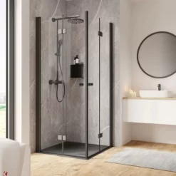 Schulte ExpressPlus Drehfalttür Eckeinstieg Garant 2.0 Mattschwarz 200 X 80 Cm