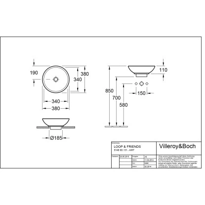 Villeroy & Boch Loop & Friends Aufsatzwaschbecken 38 Cm Alpinweiß Mit ÜL CPlus - Image 2