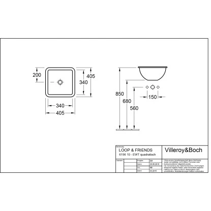 Villeroy & Boch Friends Einbauwaschbecken 40,5 Cm Pergamon Mit ÜL CPlus - Image 2