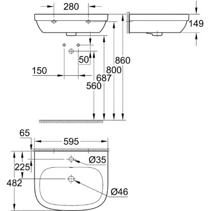 Grohe Waschbecken Euro Keramik PureGuard 60 Cm Alpinweiß - Image 5