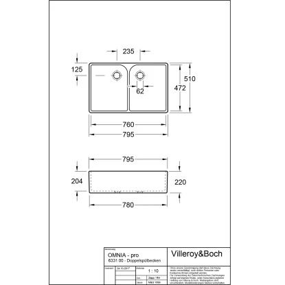 Villeroy & Boch Doppelspülbecken O.Novo 79,5 Cm Alpinweiß Mit Überlauf - Image 2