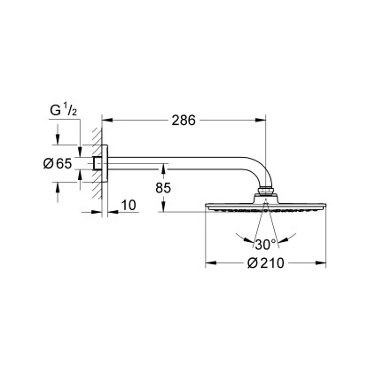 Grohe Kopfbrausenset Rainshower Cosmopolitan 210 Chrom Brausearm 286 Mm - Image 2