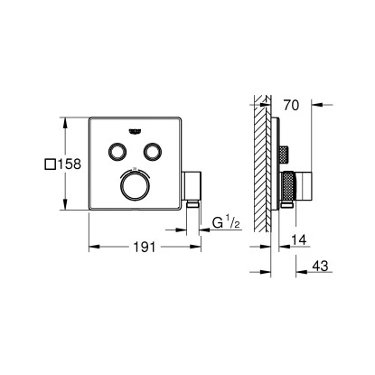 Grohe Thermostat Grohtherm SmartControl 2 Absperrventile Chrom Mit Brausehalter â Bild 3