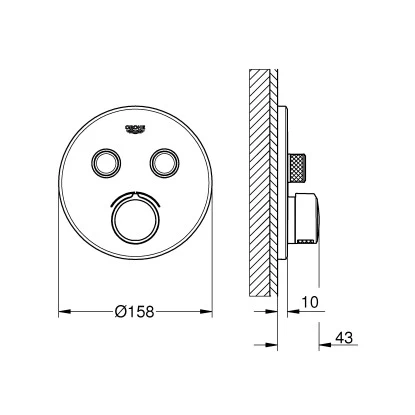 Grohe Unterputzmischer SmartControl Mit 2 Absperrventilen Chrom Rund - Image 2