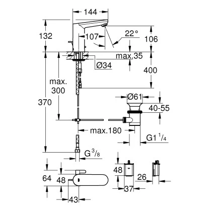 Grohe Infrarot-Elektronik FĂŒr Waschtisch Eurosmart CE Mit Mischung Batterie - Image 2
