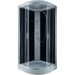 Komplettdusche Mit Schiebetür Schwarz 215 Cm X 90 Cm X 90 Cm
