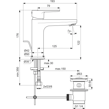 Ideal Standard Waschtischarmatur Cerafine O Mit Ablaufgarnitur 12 Cm Silk Black - Image 11