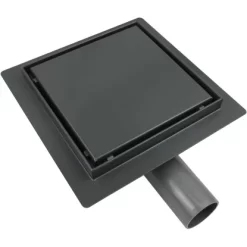 VerosanPro Duschrinne-Bodenablauf Nakia Quadratisch Matt Dunkelgrau 15 X 15 Cm