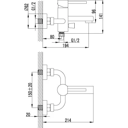 AquaSu Einhebelmischer-Wannenarmatur Beach Chrom - Image 2