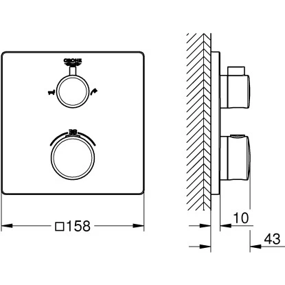 Grohe Thermostat-Wannenbatterie Mit 2-Wege-Umstellung Grohtherm Chrom â Bild 2