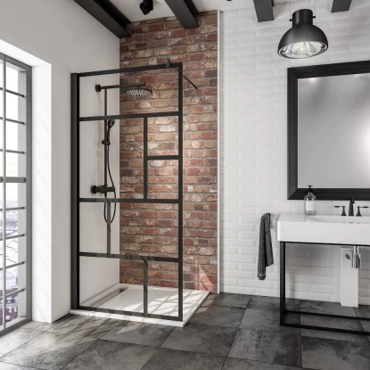 Schulte Alexa Style 2.0 Duschwand Walk In BlackStyle Atelier 1 Dekor 100 X 200cm