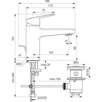 Ideal Standard Waschtischarmatur Ceraplan Chrom H90 - Image 6