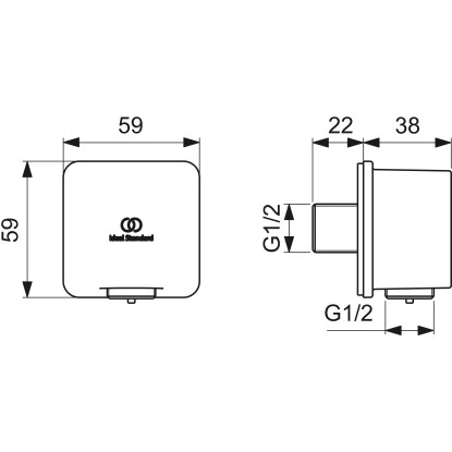 Ideal Standard Brauseschlauchanschluss Idealrain Atelier Silver Eckig Aufputz - Image 4