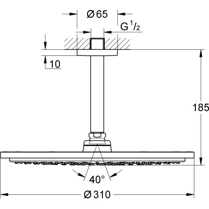 Grohe Kopfbrause-Set Mit Deckenauslass RainshowerCosmopolitan310 HardGraphite G. - Image 2